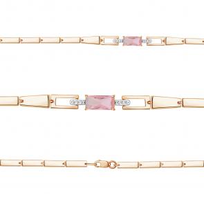 Браслет из золочёного серебра AQUAMARINE с фианитом и морганитом А7478090А-п фото