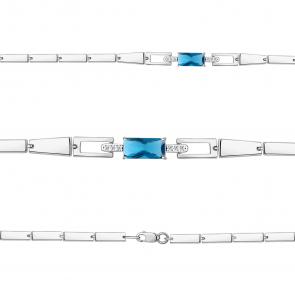 Серебряный браслет AQUAMARINE с фианитом и Лондон топазом А7478093А фото