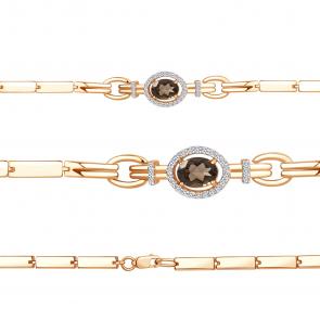 Браслет из золочёного серебра AQUAMARINE с фианитом и кварцем А7478201А-п фото