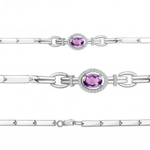 Серебряный браслет AQUAMARINE с фианитом и аметистом А7478204А фото