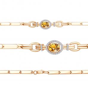 Браслет из золочёного серебра AQUAMARINE с фианитом и цитрином А7478206А-п фото
