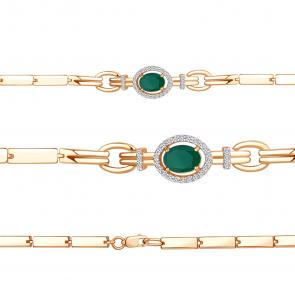 Браслет из золочёного серебра AQUAMARINE с фианитом и агатом А7478209А-п фото