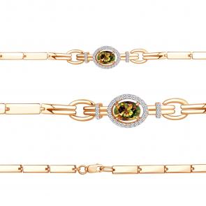 Браслет из золочёного серебра AQUAMARINE с фианитом и султанитом А7478219А-п фото