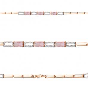 Браслет из золочёного серебра AQUAMARINE с фианитом и морганитом А7478490А-п фото