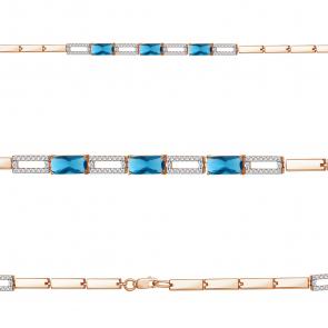 Браслет из золочёного серебра AQUAMARINE с фианитом и Лондон топазом А7478493А-п фото
