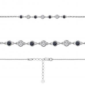 Серебряный браслет AQUAMARINE с фианитом и ювелирным кристаллом А74804АЧ фото