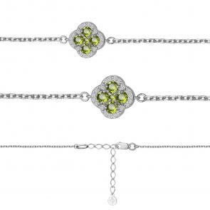 Серебряный браслет AQUAMARINE с фианитом и хризолитом А7485207А фото