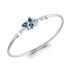 Серебряный браслет AQUAMARINE с топазом и Лондон топазом А7487766 фото