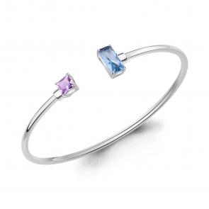 Серебряный браслет AQUAMARINE с топазом и аметистом А74909542 фото
