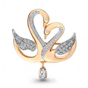 Брошь из золочёного серебра AQUAMARINE с фианитом А77301А-п фото