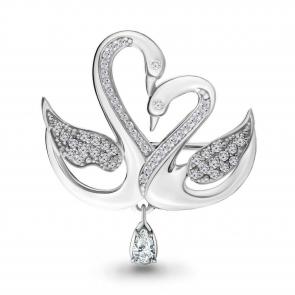 Серебряная брошь AQUAMARINE с фианитом А77301А фото