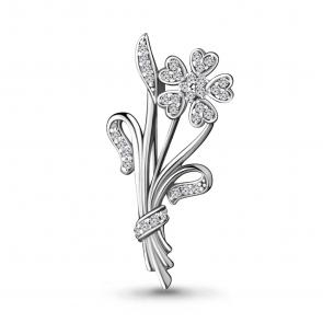 Серебряная брошь AQUAMARINE с фианитом А77349А фото