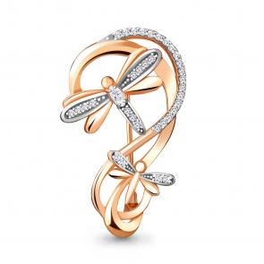 Брошь из золочёного серебра AQUAMARINE с фианитом А77350А-пк фото