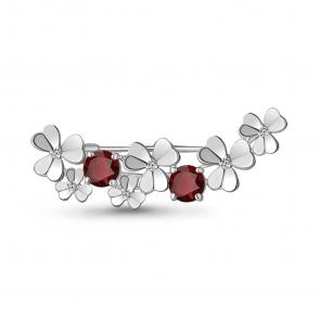 Серебряная брошь AQUAMARINE с фианитом и гранатом А7739003А фото