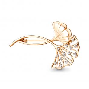 Брошь из золочёного серебра AQUAMARINE с фианитом А77414А-п фото