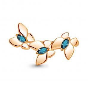 Брошь из золочёного серебра AQUAMARINE с топазом А7742405-п фото