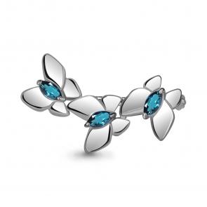 Серебряная брошь AQUAMARINE с Лондон топазом А7742408 фото