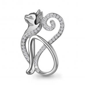 Серебряная брошь AQUAMARINE с фианитом А77431А фото