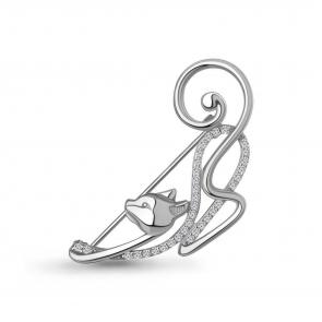 Серебряная брошь AQUAMARINE с фианитом А77432А фото