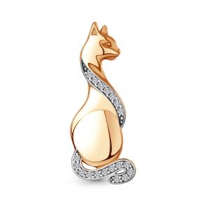 Брошь из золочёного серебра AQUAMARINE с фианитом А77433А-п фото
