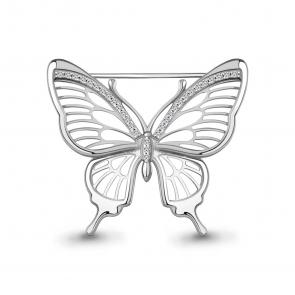 Серебряная брошь AQUAMARINE с фианитом А77453А фото