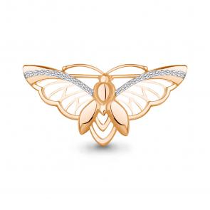 Брошь из золочёного серебра AQUAMARINE с фианитом А77454А-п фото