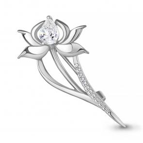 Серебряная брошь AQUAMARINE с фианитом А77485А фото