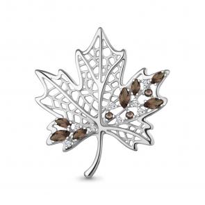 Серебряная брошь AQUAMARINE с фианитом и кварцем А7751201А фото