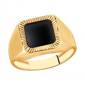 Золотое кольцо Красносельский ювелир с ониксом АКд722-4103 фото