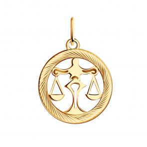 Золотая подвеска Знак зодиака Весы Красносельский ювелир АПШ304-0377 фото