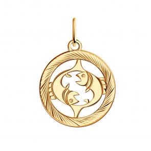 Золотая подвеска Знак зодиака Рыбы Красносельский ювелир АПШ309-0382 фото