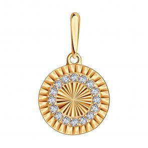 Золотая подвеска Красносельский ювелир с фианитом АПд348-1985 фото