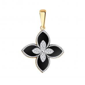 Золотая подвеска BERGER с фианитом и ониксом Б030127 фото