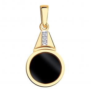 Золотая подвеска BERGER с фианитом и ониксом Б030144 фото