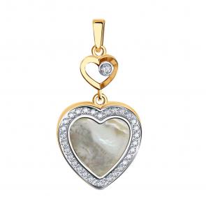 Золотая подвеска BERGER с фианитом и перламутром Б030150п фото