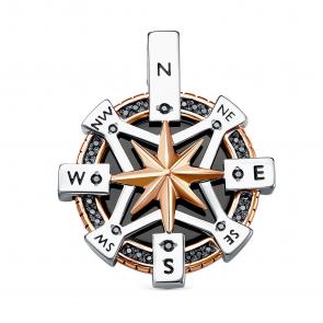 Золотая подвеска BERGER с фианитом и ониксом Б030158ч фото