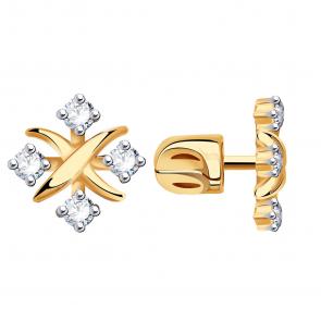 Золотые серьги BERGER с фианитом Б050053 фото