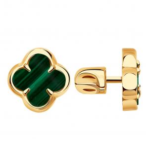 Золотые серьги BERGER с малахитом Б050111м фото