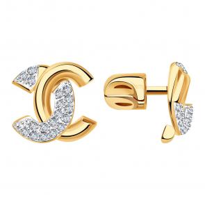 Золотые серьги BERGER с фианитом Б050119 фото