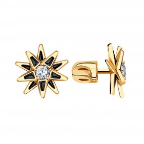 Золотые серьги BERGER с фианитом Б050155 фото