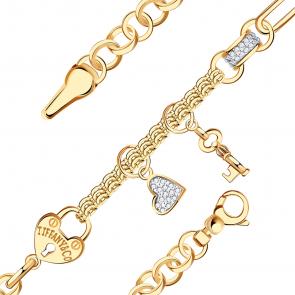 Золотой браслет BERGER с фианитом и ониксом Б070205 фото