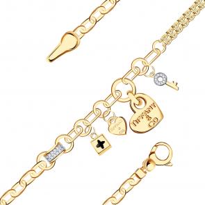 Золотой браслет BERGER с фианитом и ониксом Б070206-1 фото