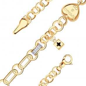 Золотой браслет BERGER с фианитом и ониксом Б070208-1 фото