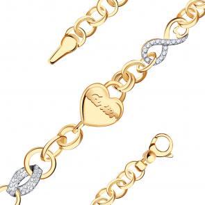 Золотой браслет BERGER с фианитом и ониксом Б070210 фото