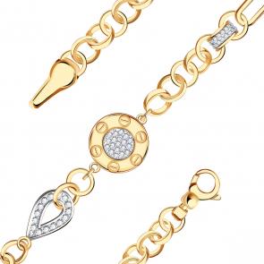 Золотой браслет BERGER с фианитом и ониксом Б070218-1 фото