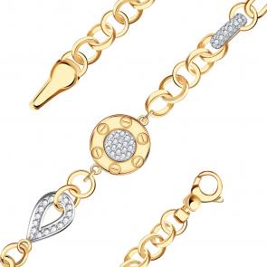 Золотой браслет BERGER с фианитом и ониксом Б070218 фото