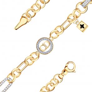 Золотой браслет BERGER с фианитом и ониксом Б070221-1 фото