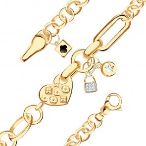 Золотой браслет BERGER с фианитом и ониксом Б070236 фото