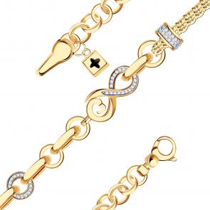 Золотой браслет BERGER с фианитом и ониксом Б070238 фото