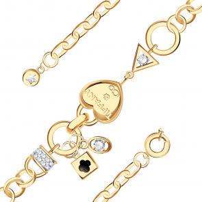 Золотой браслет BERGER с фианитом и ониксом Б070240 фото